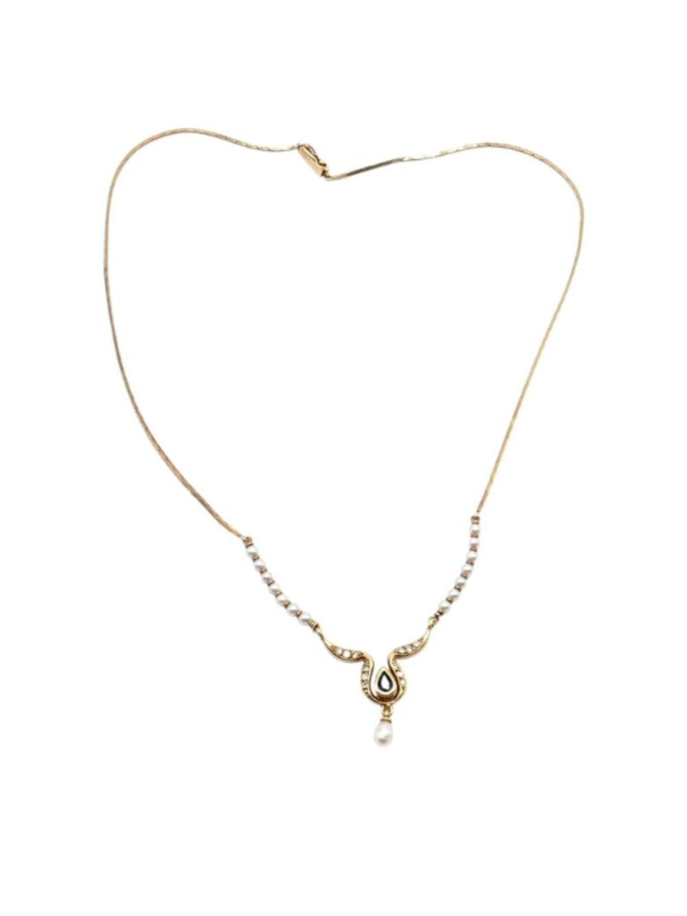 Rare Authentic H. Stern 18k Yellow Gold Diamond Sapphire Teardrop Pearl Necklace